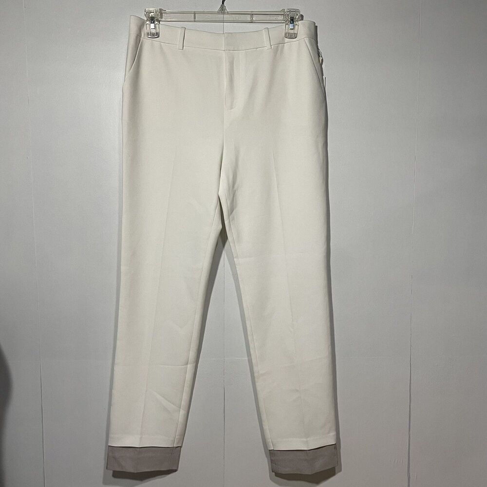 J. Brand Dress Pants Womens‎ 8 White Pockets Flat Front contrast hem Work Career
